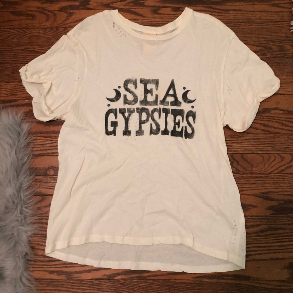 Distressed Off White Tee